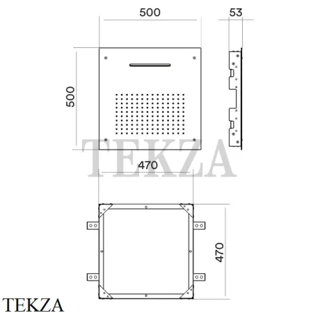 QuadroDesign Потолочная квадратная душевая лейка с каскадом 50 см, SF045 AS, Brushed Stainless Steel