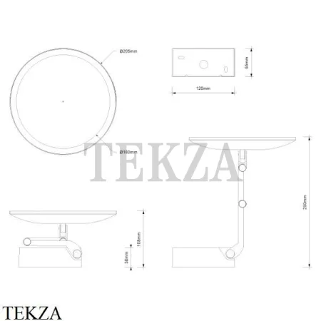 Decor Walther VISION R 5X Косметическое зеркало, 5х увеличение, от сети 0123176, сталь матовая