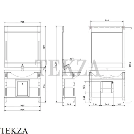 Migliore KANTRI Тумба для ванной комнаты 26729, цвет Bordo Patinato