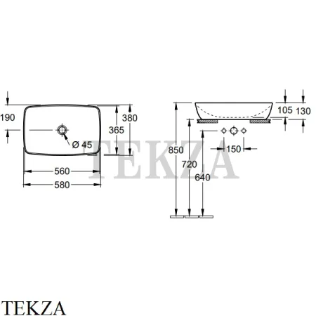 Villeroy & Boch ARTIS Раковина накладная, без перелива, белый глянец 417258R1, ceramicplus
