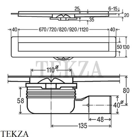 Viega Advantix ER10 90 Душевой лоток, с решеткой 753177, нержавеющая сталь