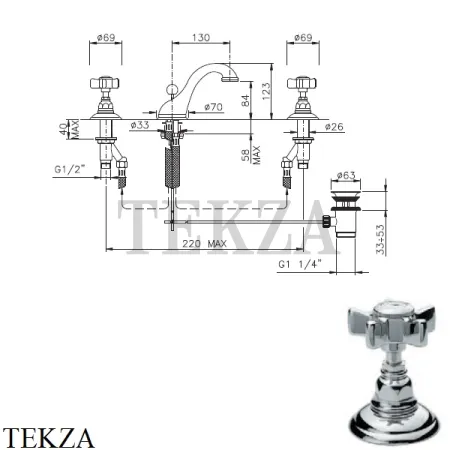 Nicolazzi DAMES ANGLAISES Смеситель для раковины с донным клапаном, 1408CR18, хром