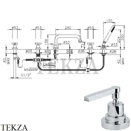 Nicolazzi MAC KINLEY 05 Смеситель на борт ванны, 2224CR29, хром глянец
