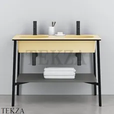 CIELO CATINO DOPPIO Консоль с двойной керамической раковиной, Canapa-черный