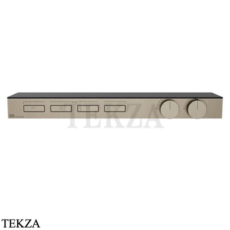 Gessi HI-FI Термостатический смеситель с полочкой, на 4 потока, внешняя часть 63026-149, нерж. сталь Brush / никель Brushed