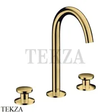 Axor ONE Смеситель для раковины 3 отв. Select 170, гарнитур Push‑Open 48070990, золото глянец