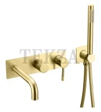 Boheme Uno Смеситель для ванны SET встроенный, с изливом и гарнитуром Uno 464-3-G Gold Золото глянец