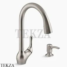 Kohler Barossa Смеситель для кухни с выдвижной лейкой и дозатором K-R78035-SD-VS, нержавеющая сталь