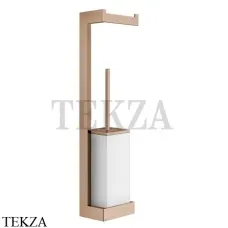 Gessi Rettangolo Стойка настенная с бумагодержателем и ершиком, белый 20867-030, Copper глянец PVD