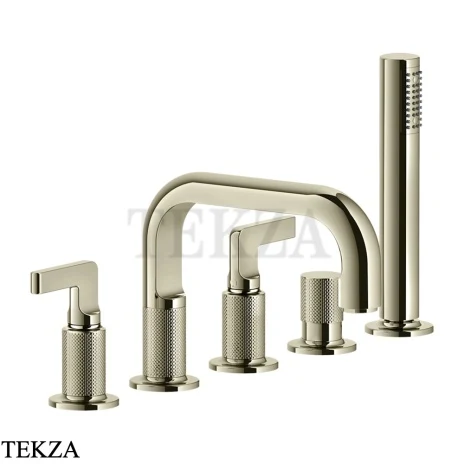 Gessi INCISO Смеситель на борт ванны с изливом, гарнитуром 58040-720, Nickel PVD
