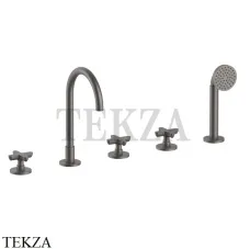 Fantini Icona Classic Смеситель на борт ванны с гарнитуром 53P5R065, Matt Gun Metal PVD