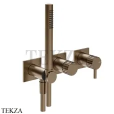 Gessi Incastri Смеситель для душа с гарнитуром, внешняя часть 75036-761, Coffee Bronze Brushed PVD