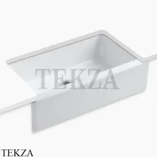 Kohler Dickinson Мойка для кухни встраиваемая снизу с фартуком, 4 отверстия, чугун K-6546-4U-0, белый глянец