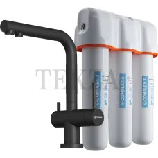 Omoikiri Nagano-GR-P + Pure drop Lite Комплект смеситель+фильтр 4047.8028P черный матовый