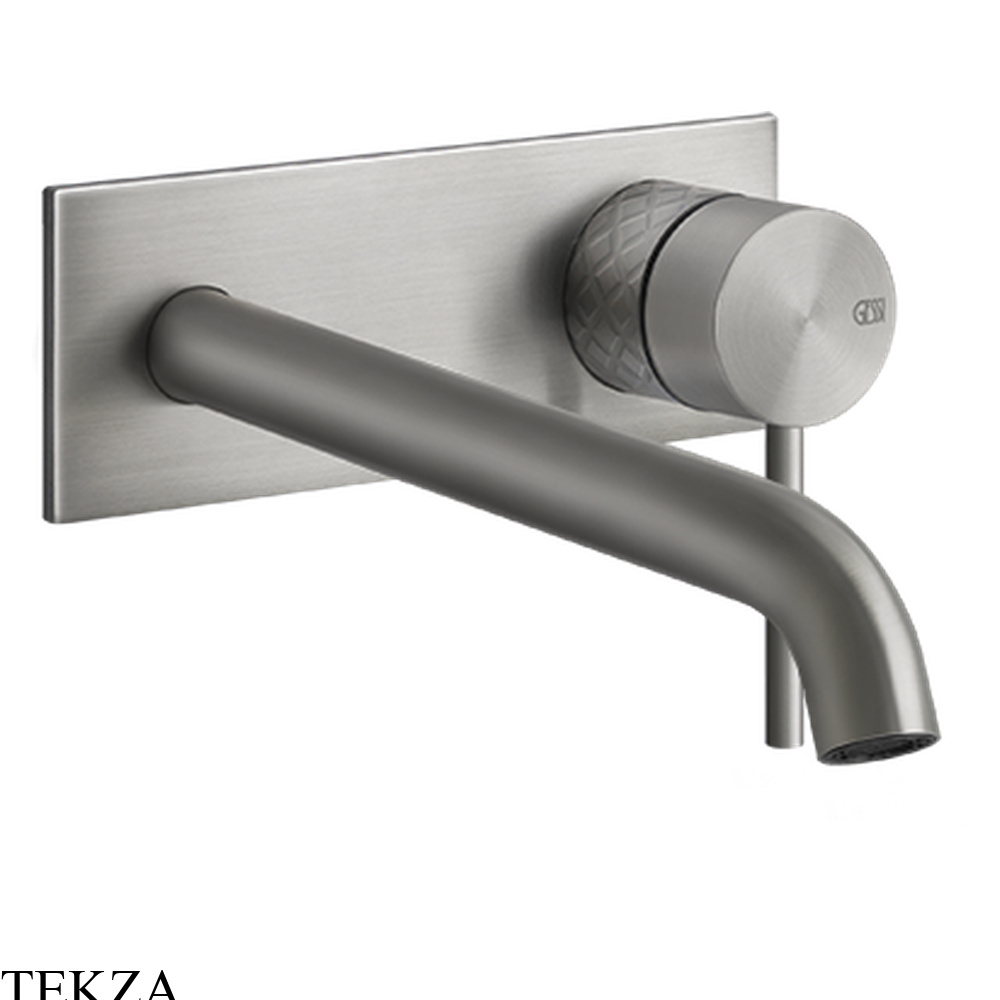 Gessi 316 INTRECCIO Смеситель для раковины на планке длинный, внешняя часть 54190-239, Steel Brushed