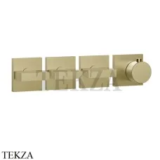 Gessi Rettangolo shower Термостат на 3 потока, внешняя часть 44336-727, Brushed Brass