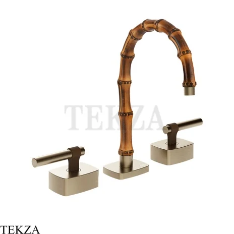 Gessi Jacqueline Смеситель для раковины на 3 отв., без донного клапана 77011-149, нерж. сталь Brush / никель Brushed
