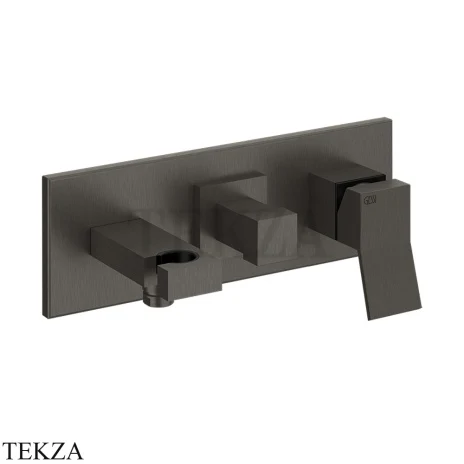 Gessi RETTANGOLO K Смеситель для душа (1 руч.душ/2 верх.душ), внешняя часть 53140-707, Black Metal Brushed PVD