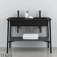 CIELO CATINO DOPPIO Консоль с двойной керамической раковиной, Lavagna-черный