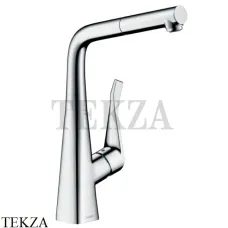 Hansgrohe Metris Смеситель для кухни с выдвижной лейкой 14821000, хром глянец