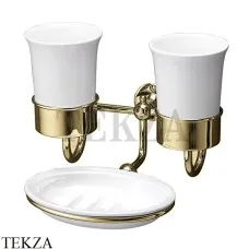 Devon&Devon FIRST CLASS Двойной стакан с мыльницей DD33055OT, золото светлое глянец