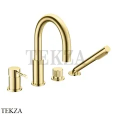 Boheme Uno Смеситель врезной на борт ванны с душевым гарнитуром Uno 460-G Gold Золото глянец