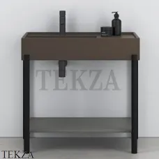 CIELO Plinio 85 Консоль с керамической раковиной и полкой, Fango-черный