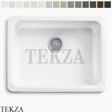 Kohler Iron Tones Мойка для кухни встраиваемая снизу или сверху, без отверстий, чугун K-6585-0, белый глянец