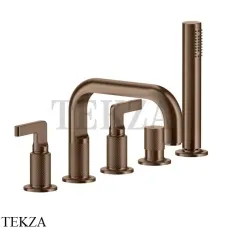 Gessi INCISO Смеситель на борт ванны с изливом, гарнитуром 58040-708, Copper Brushed
