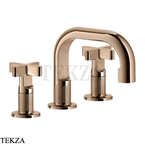 Gessi INCISO+ Смеситель для раковины на 3 отверстия, с донным клапаном 58111-030, Copper PVD