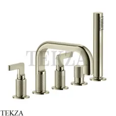 Gessi INCISO Смеситель на борт ванны с изливом, гарнитуром 58040-720, Nickel PVD