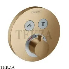 Hansgrohe ShowerSelect S Термостат для душа, 2 выхода, внешняя часть 15743140, Brushed Bronze Hansgrohe ShowerSelect S Термостат для душа, 2 выхода, внешняя часть 15743140, Brushed Bronze