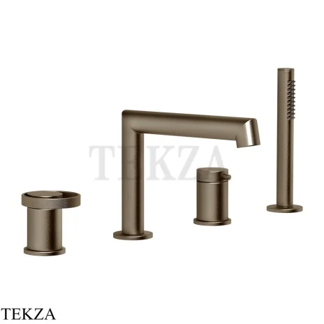 Gessi ANELLO Смеситель на борт ванны с изливом и душевым гарнитуром 63337-761, Coffee Bronze Br. PVD