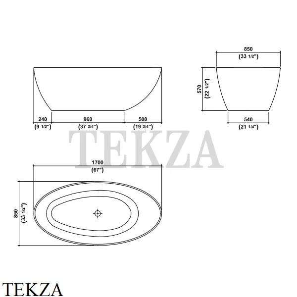 KOS MUSE Ванна отдельностоящая, материал Solid Surface 1MUBI3CR, белый матовый