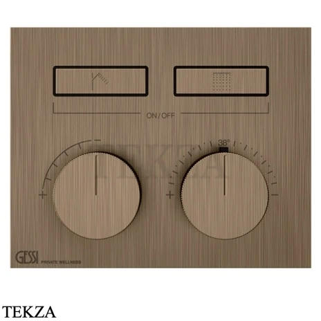 Gessi HI-FI Термостатический смеситель на 2 потока, внешняя часть 63004-761, бронза Coffee