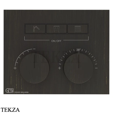 Gessi HI-FI Термостатический смеситель на 3 потока, внешняя часть 63006-187, бронза Aged