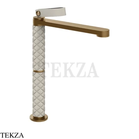 Gessi Pelle Laccetto Смеситель для раковины высокий, без гарнитуры, 78404-448, Crème/Deep Bronze Br. PVD