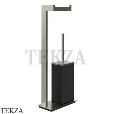 Gessi Rettangolo Стойка напольная с бумагодержателем и ершиком, черный 20934-149, Finox Brushed Nickel
