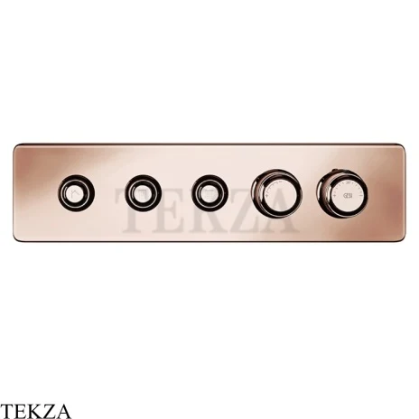 Gessi VENTI20 Термостатический смеситель на 3 потока с кнопками, внешняя часть 65224-030, Copper PVD
