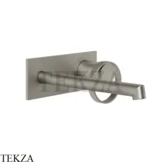 Gessi ANELLO Смеситель для раковины на планке, длинным изливом, внешняя часть 63389-149, Finox Brushed Nickel