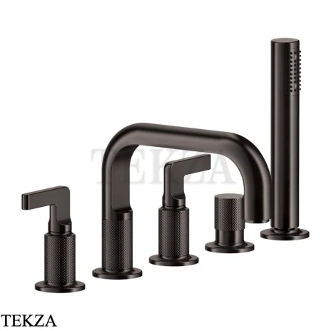 Gessi INCISO Смеситель на борт ванны с изливом, гарнитуром 58040-707, Black Metal Brushed PVD