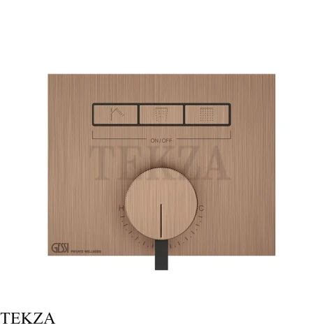 Gessi HI-FI Однорычажный смеситель, на 3 поток, внешняя часть 63081-708, Copper Brushed PVD