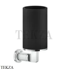 Gessi INCISO accessories Стакан настенный для зубных щеток, черный 58508-031, хром глянец Gessi INCISO accessories Стакан настенный для зубных щеток, черный 58508-031, хром глянец