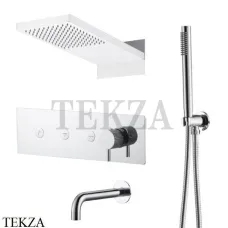 Boheme FUSION Смеситель для душа, 3 потока, излив, верхний душ, гарнитур 130-2-CR, Хром глянец