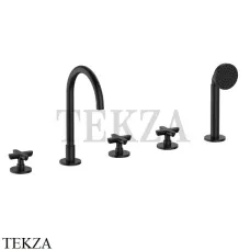 Fantini Icona Classic Смеситель на борт ванны с гарнитуром 5313R065, Черный матовый