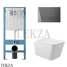 Aqueduto MACIO Комплект унитаза c инсталляцией, кнопка оружейная сталь AQDS243, Белый глянец