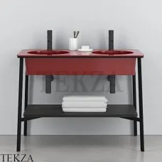 CIELO CATINO DOPPIO Консоль с двойной керамической раковиной, Corallo-черный