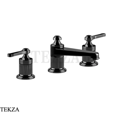 Gessi VENTI20 Смеситель для раковины на 3 отверстия низкий, с донным клапаном 65011-706, Black Metal PVD