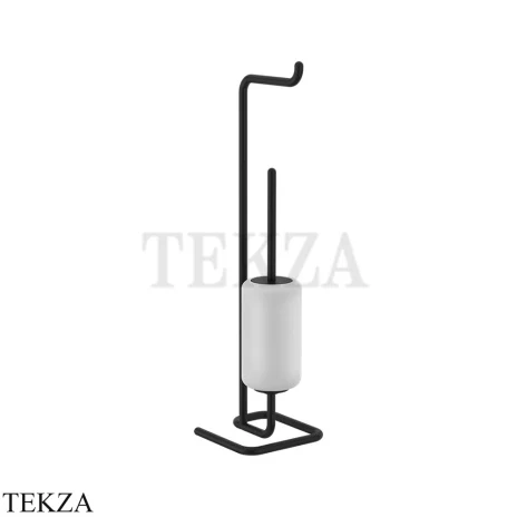 Gessi Goccia Стойка с держателем для туалетной бумаги и ершиком 38067-299, Matte Black