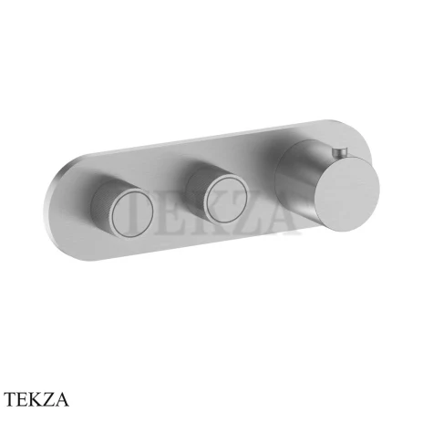 Fantini Flora Термостат для душа с кнопками, 2 потока, внешняя часть 8792H772B, Brushed Steel Look PVD